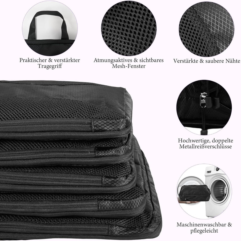 Koffer Organizer Set 8-teilig Kompressions Packing Cubes Reisegepaeck