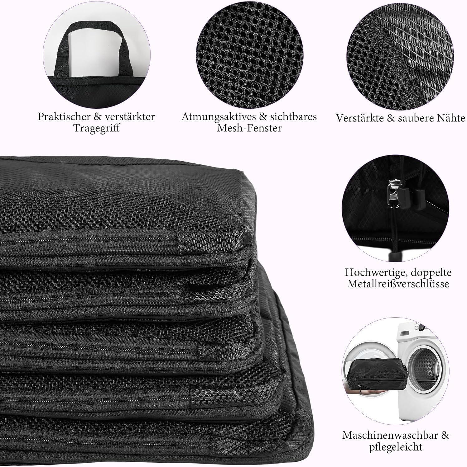 Koffer Organizer Set 8-teilig Kompressions Packing Cubes Reisegepaeck