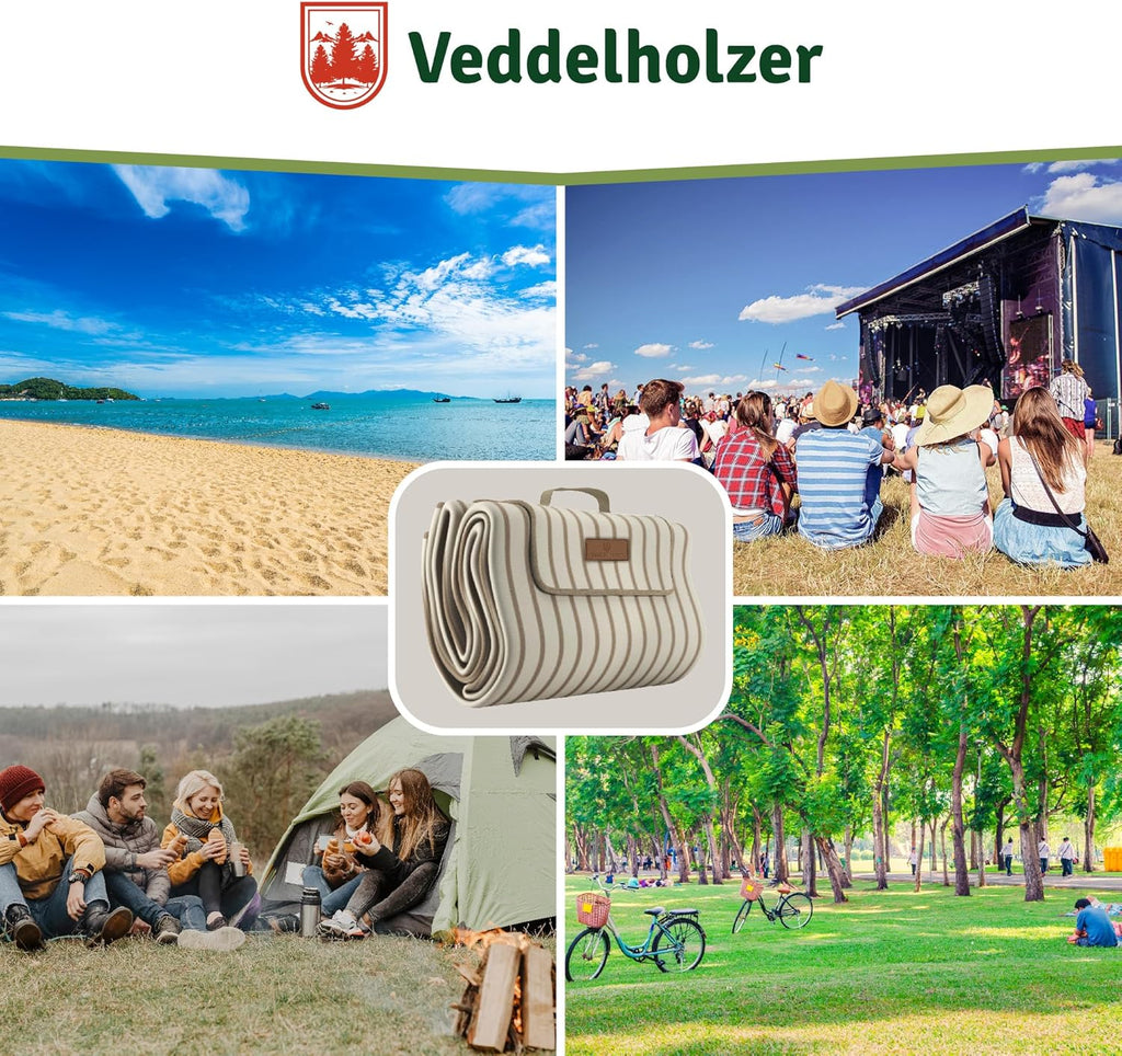 Veddelholzer Stranddecke 200x200 cm wasserdicht sandfest XXL isoliert gepolstert