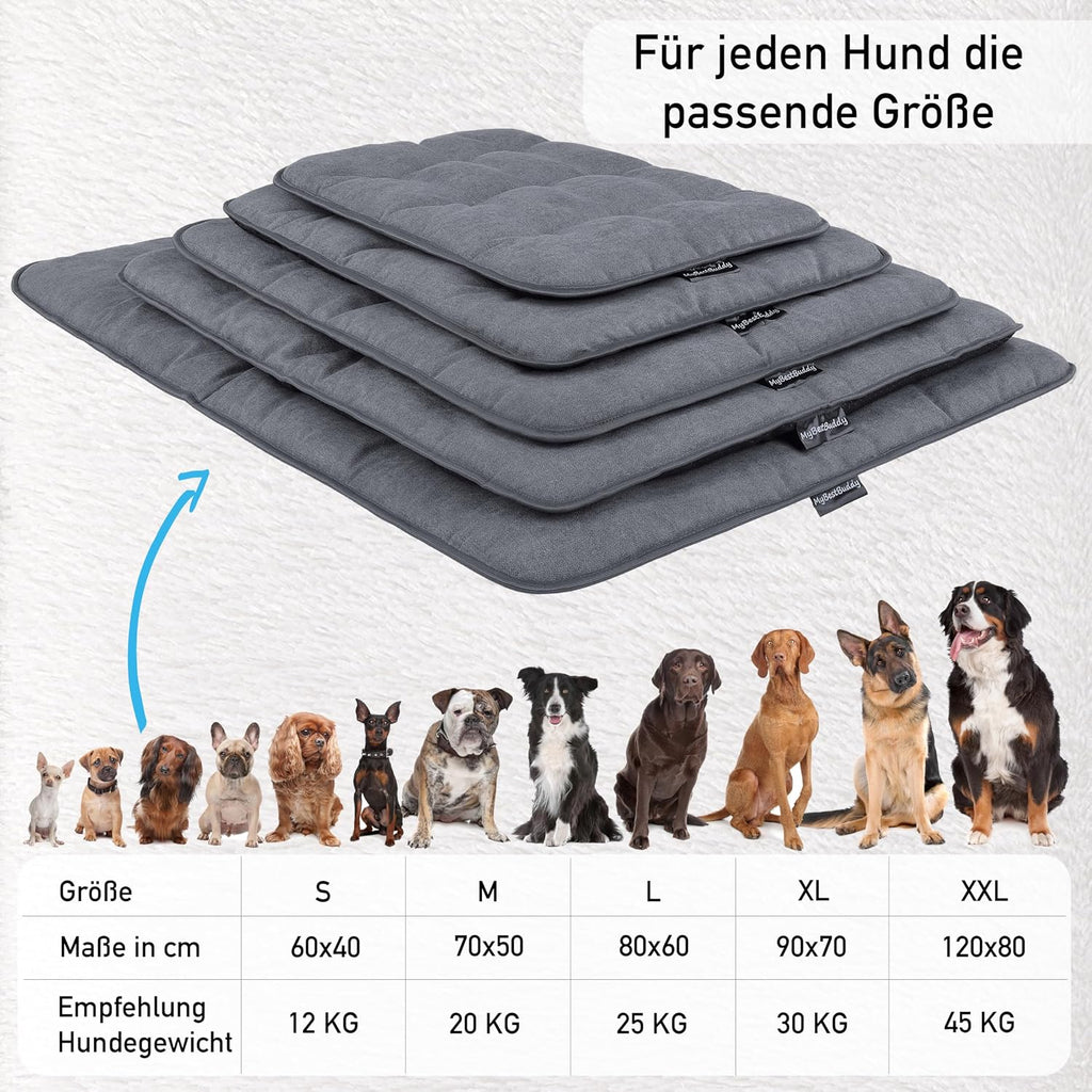Hundekissen 70x50 cm M grau, allergikerfreundlich, rutschfest, 40°C waschbar