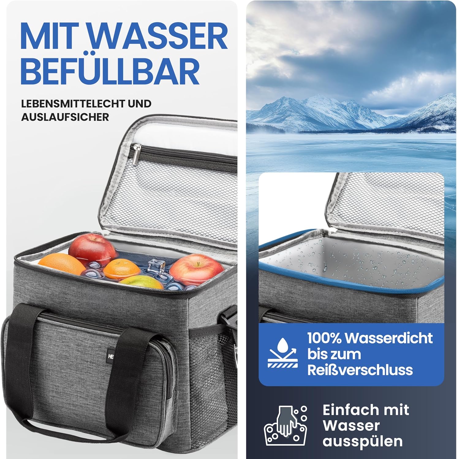 HELDENWERK Kuehltasche faltbar isoliert wasserdichte Lunchbag Picknick