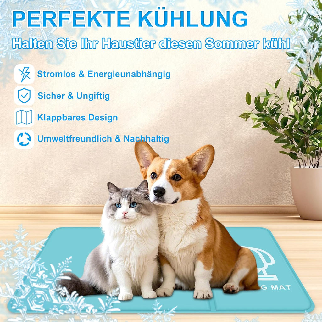 IEEILULU Kuehlmatte Hund M 50x90 cm mit ungiftigem Gel Kuehldecke Sommer