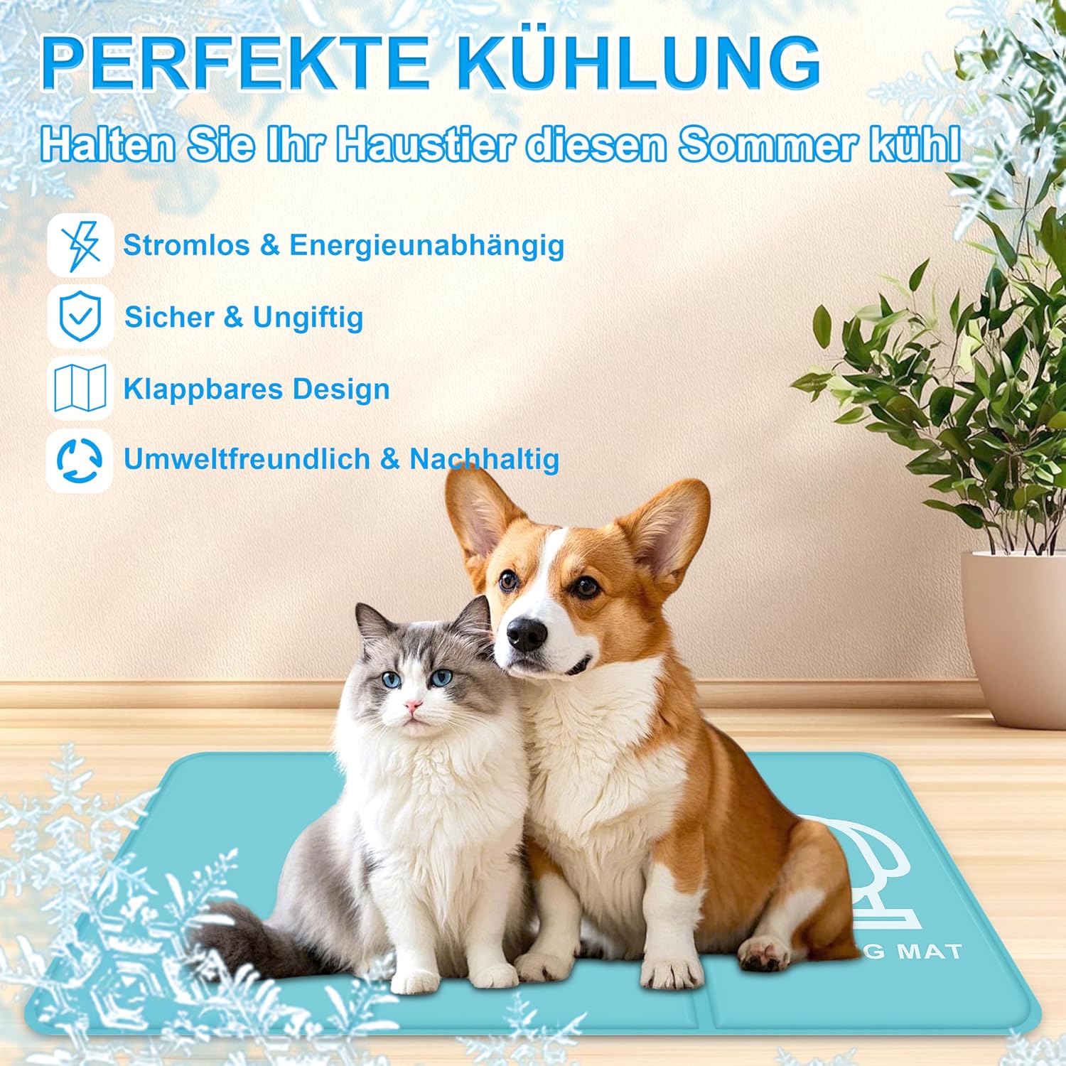 IEEILULU Kuehlmatte Hund M 50x90 cm mit ungiftigem Gel Kuehldecke Sommer