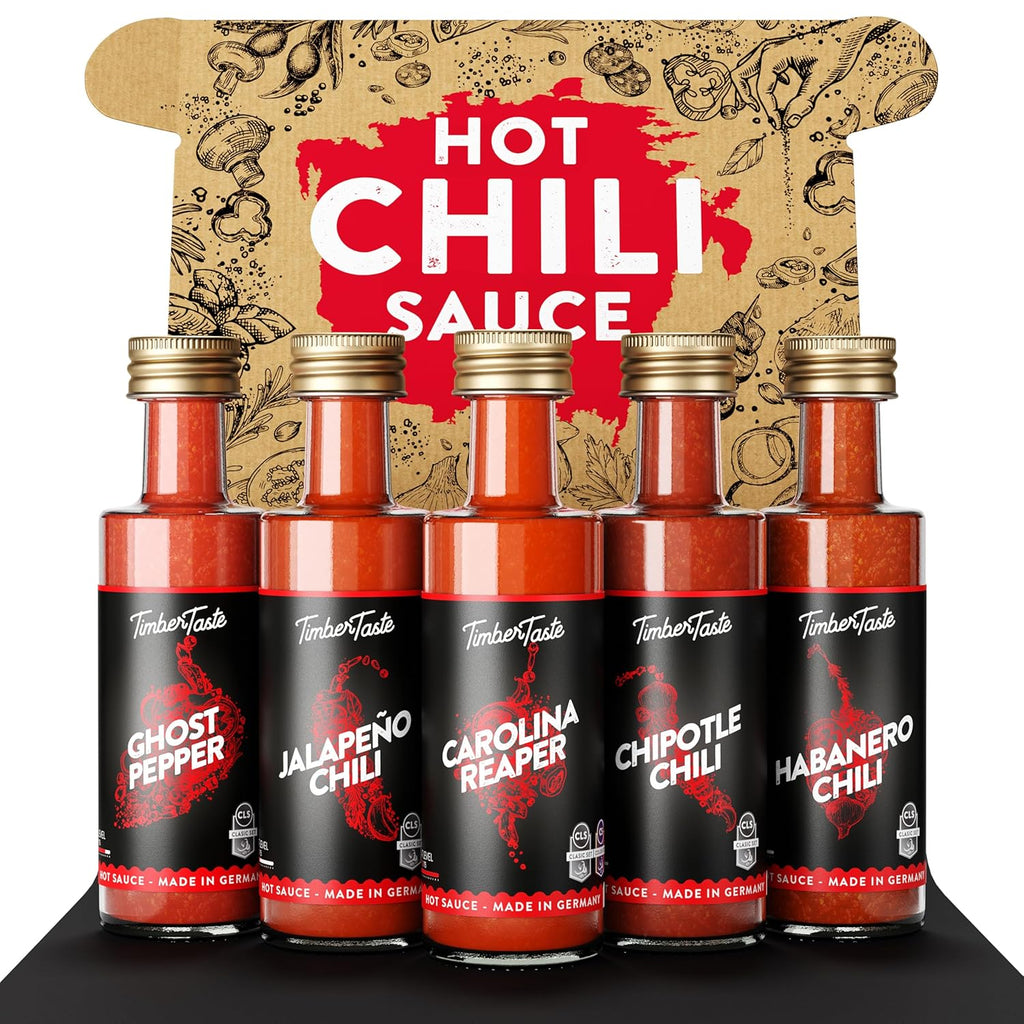 TIMBER TASTE Chili Sauce Geschenkset 5× scharfe Sossen