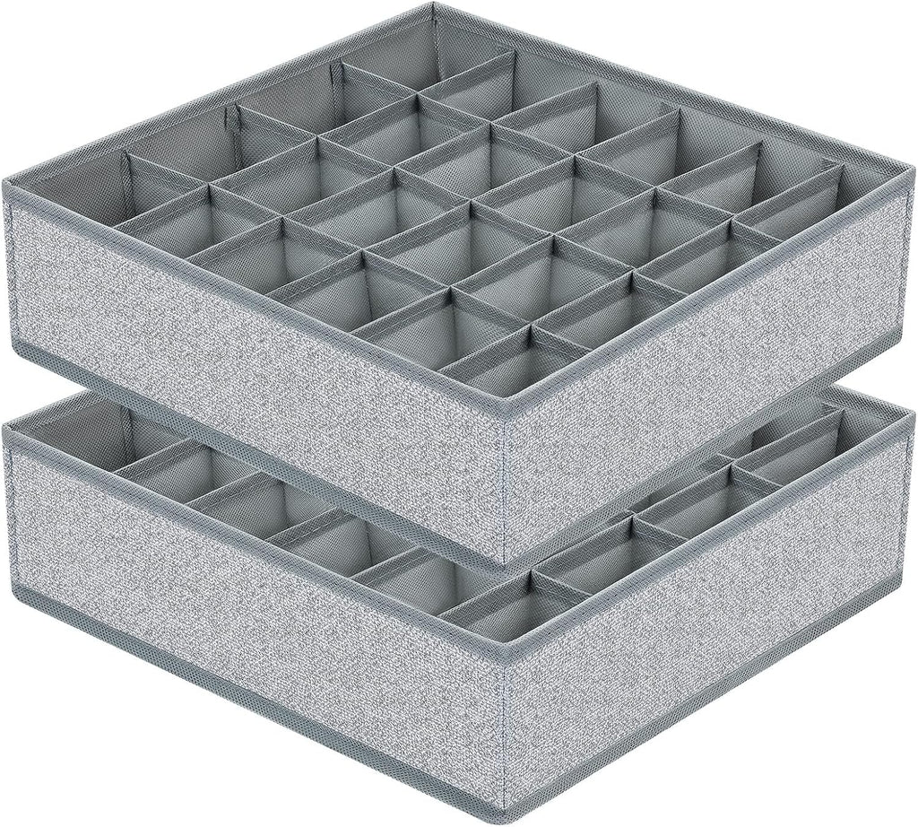 Unterwaesche Organizer 2er Set 48 Faecher faltbar Schubladeneinsatz Grau