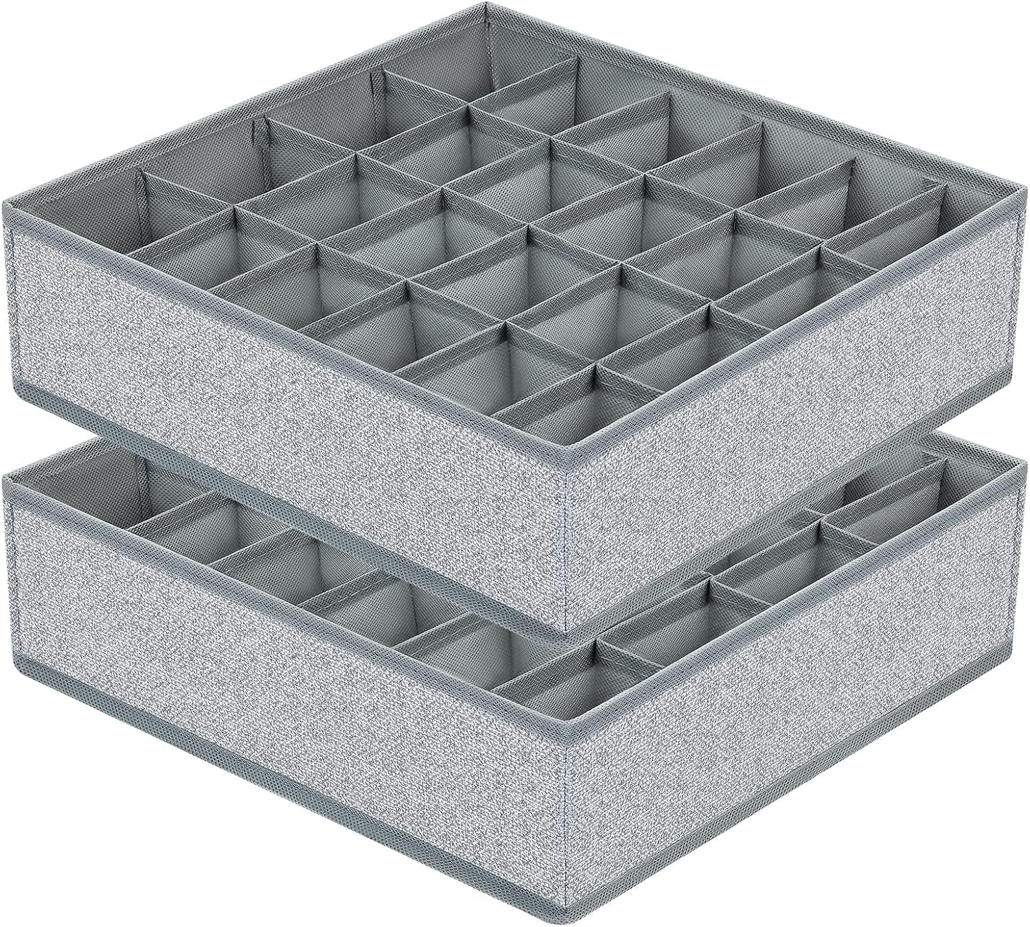 Unterwaesche Organizer 2er Set 48 Faecher faltbar Schubladeneinsatz Grau