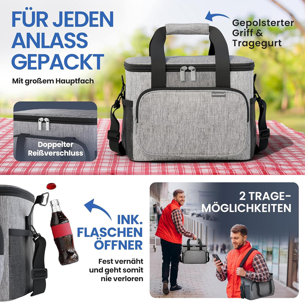 HELDENWERK faltbare Kuehltasche wasserdicht auslaufsicher 12 Std.