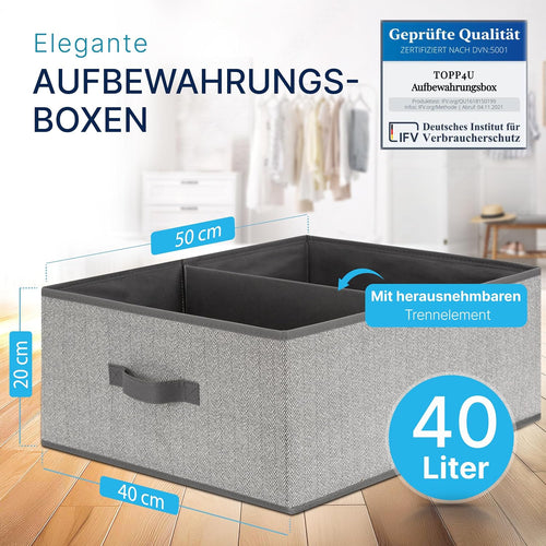 Aufbewahrungsboxen Stoff 3er Set 30×21×18 cm faltbar Organizer grau‑beige