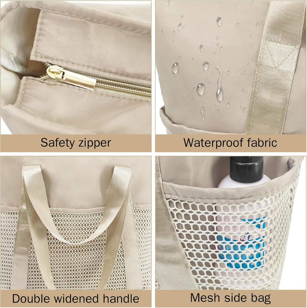 beifon Strandtasche XXL mit Reissverschluss, wasserdicht, faltbar, M-L