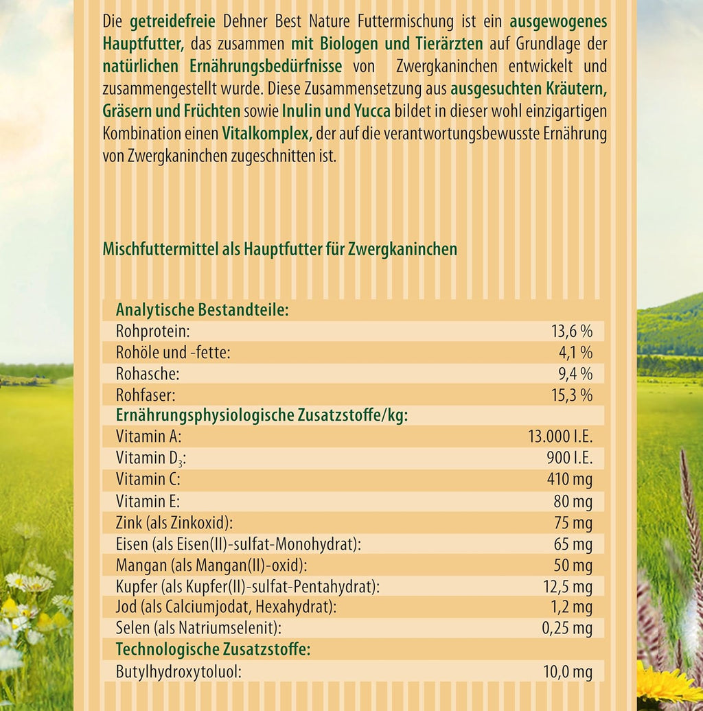 Dehner Best Nature Nagerfutter Zwergkaninchen Adult 2 kg