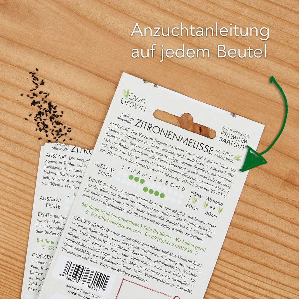 OwnGrown Cocktail Kraeuter Set 8 Sorten Samen Basilikum Minze Zitronenmelisse
