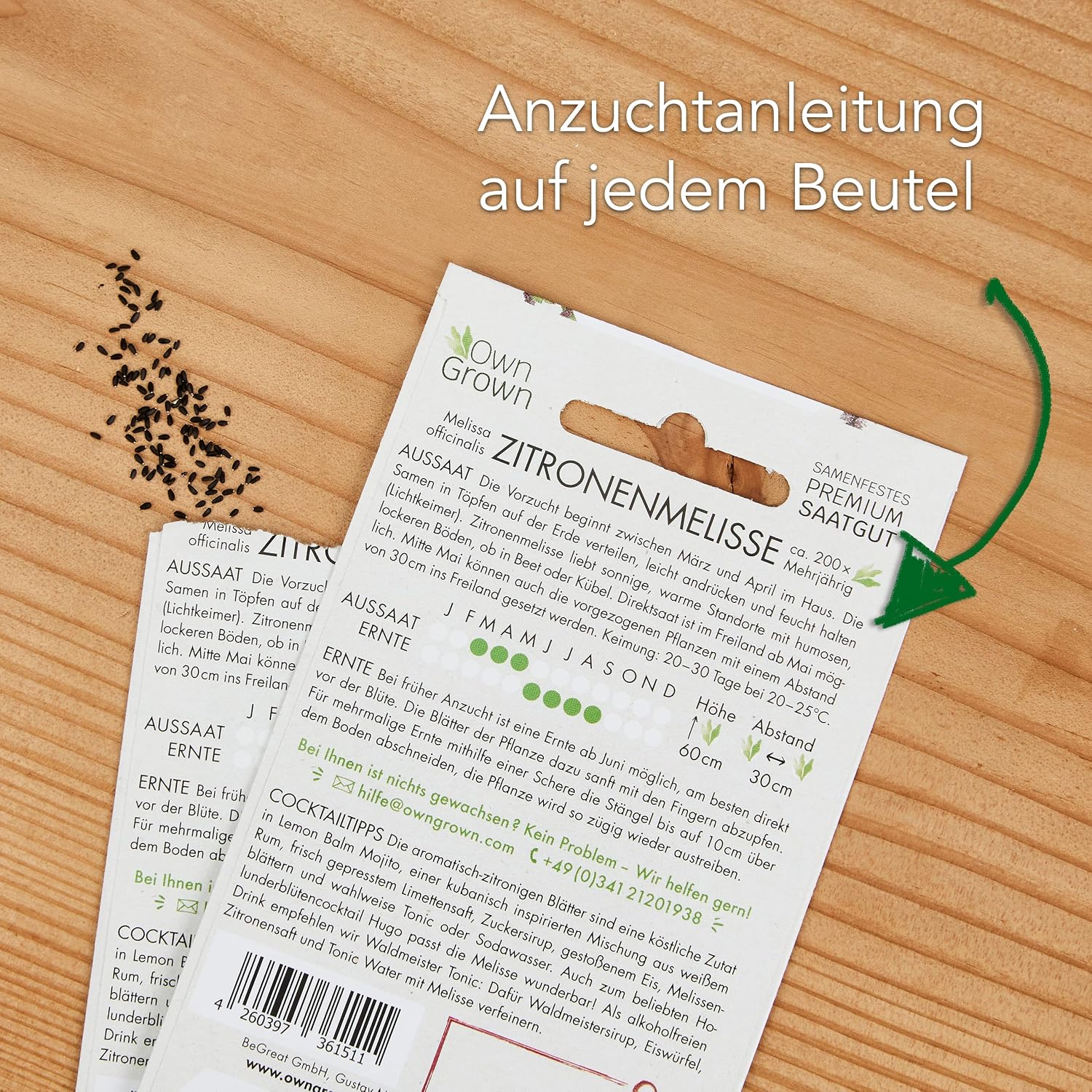 OwnGrown Cocktail Kraeuter Set 8 Sorten Samen Basilikum Minze Zitronenmelisse
