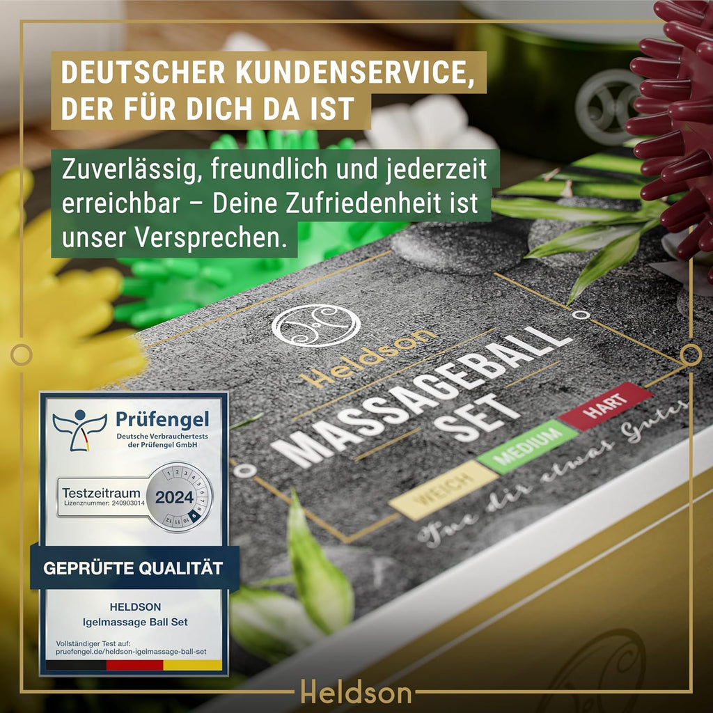 Premium Massageball Set 3 Haertegrade Igelball fuer Fuss Ruecken Hand