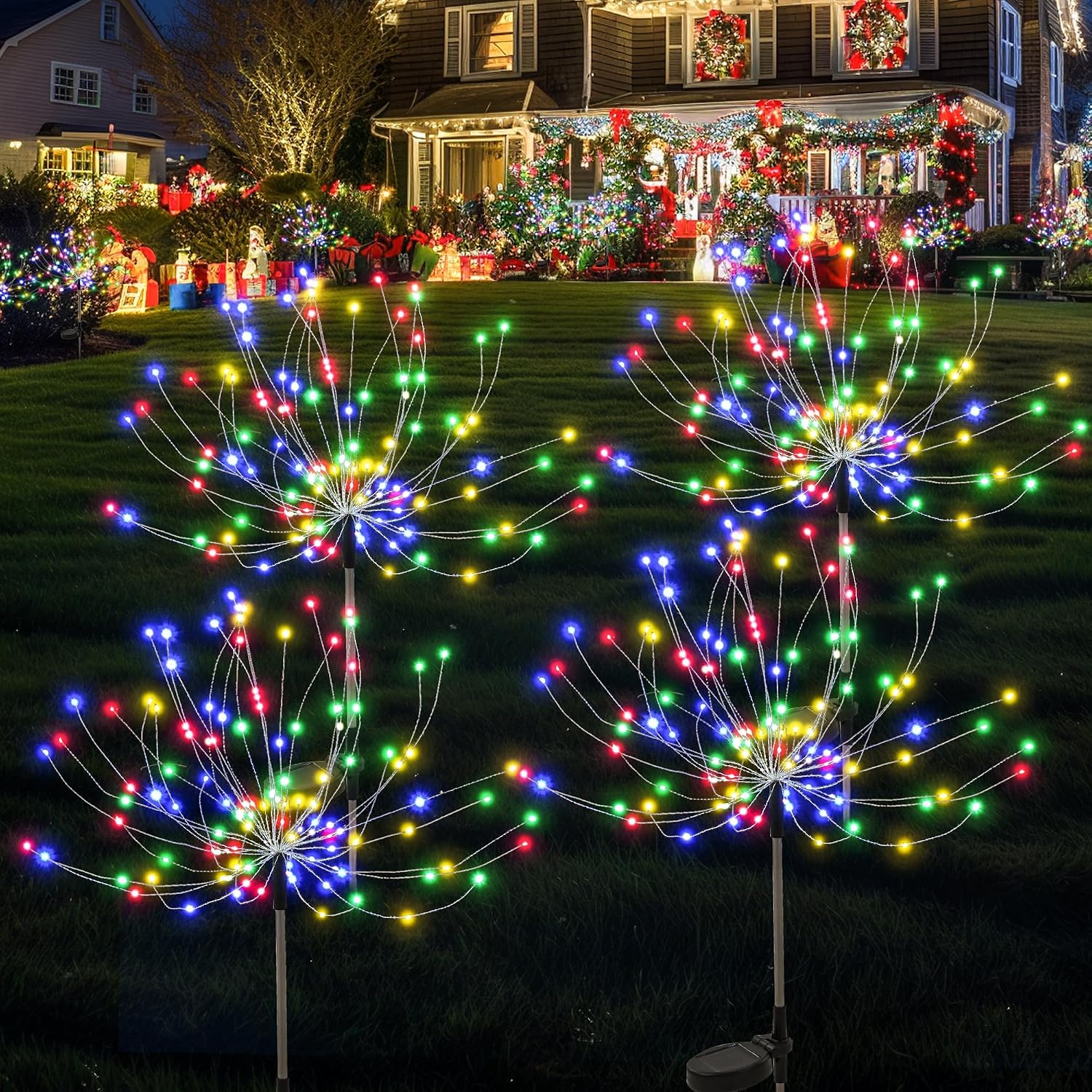 GIGALUMI Solarleuchten Aussen 4er Set 120 LED Pusteblume wetterfest