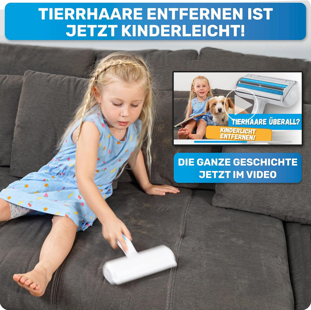 BluePet Tierhaarentferner wiederverwendbar + Mini-Fusselrolle fuer Kleidung