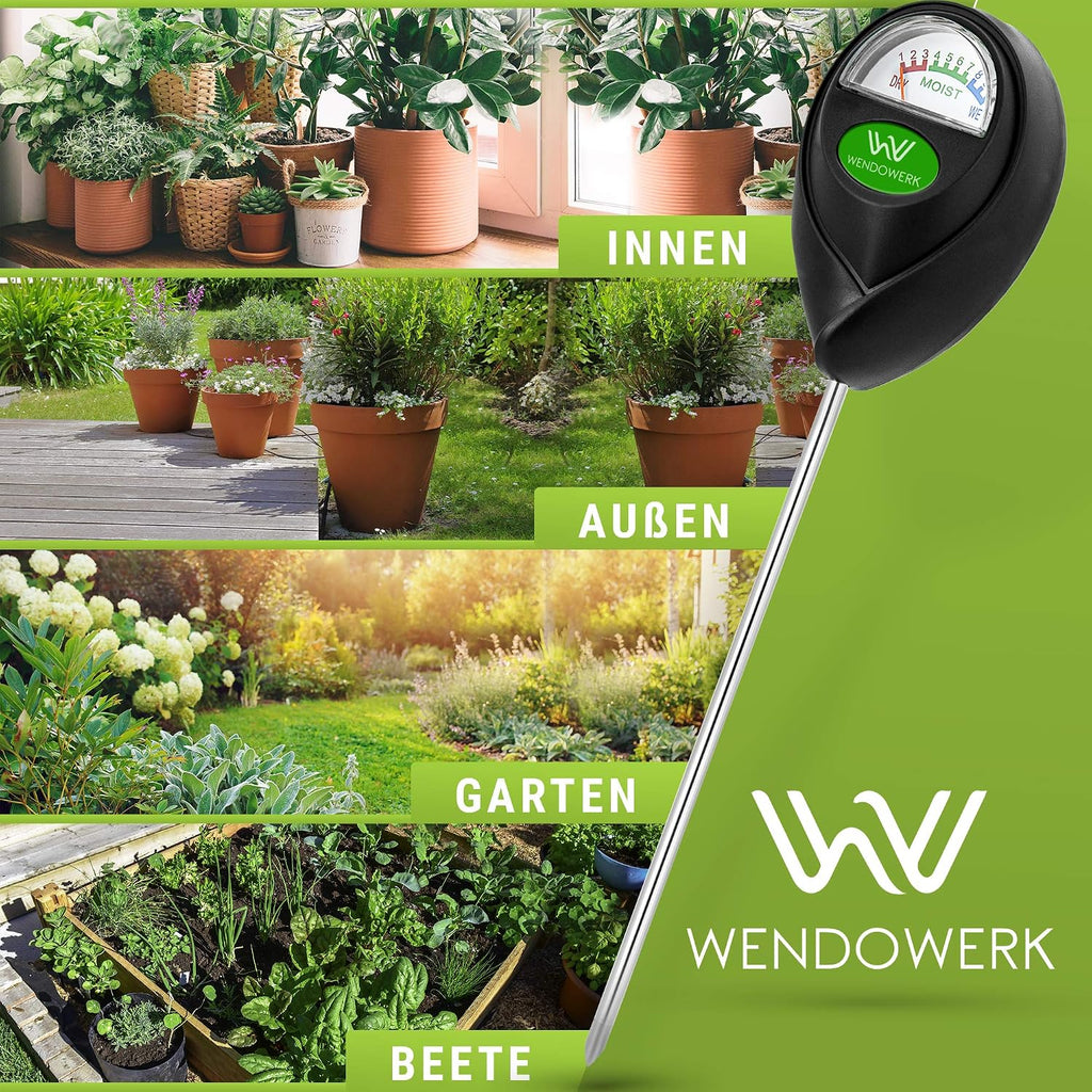 Wendowerk Bodenfeuchtemesser Pflanze gruen/schwarz ohne Batterie Analoger Tester