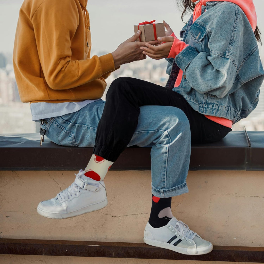 Herz Socken 2 Paar fuer Paare Geschenk Jahrestag Valentinstag Gr. Einheitsgroesse
