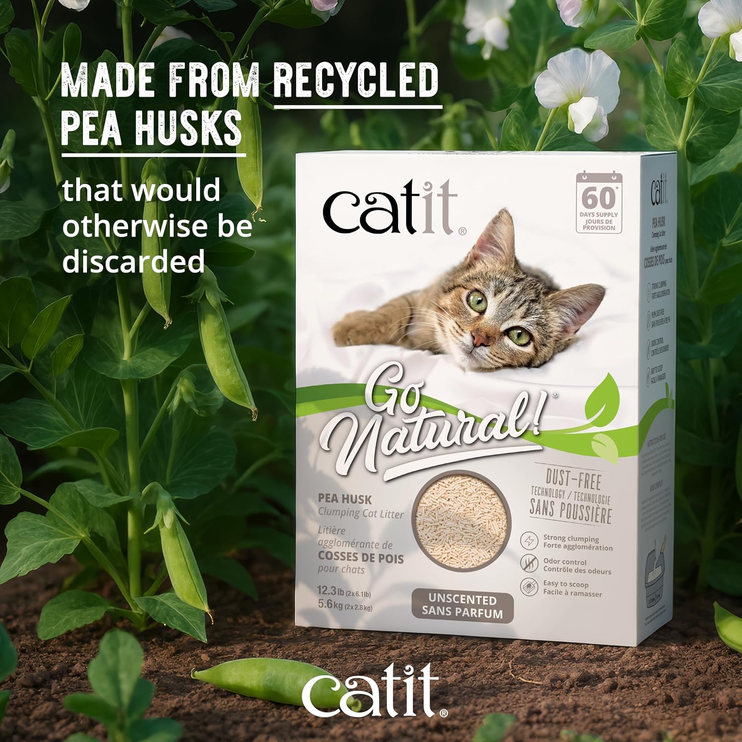 Catit Go Natural Katzenstreu 5,6kg Erbsenhülsen Klumpstreu parfümfrei