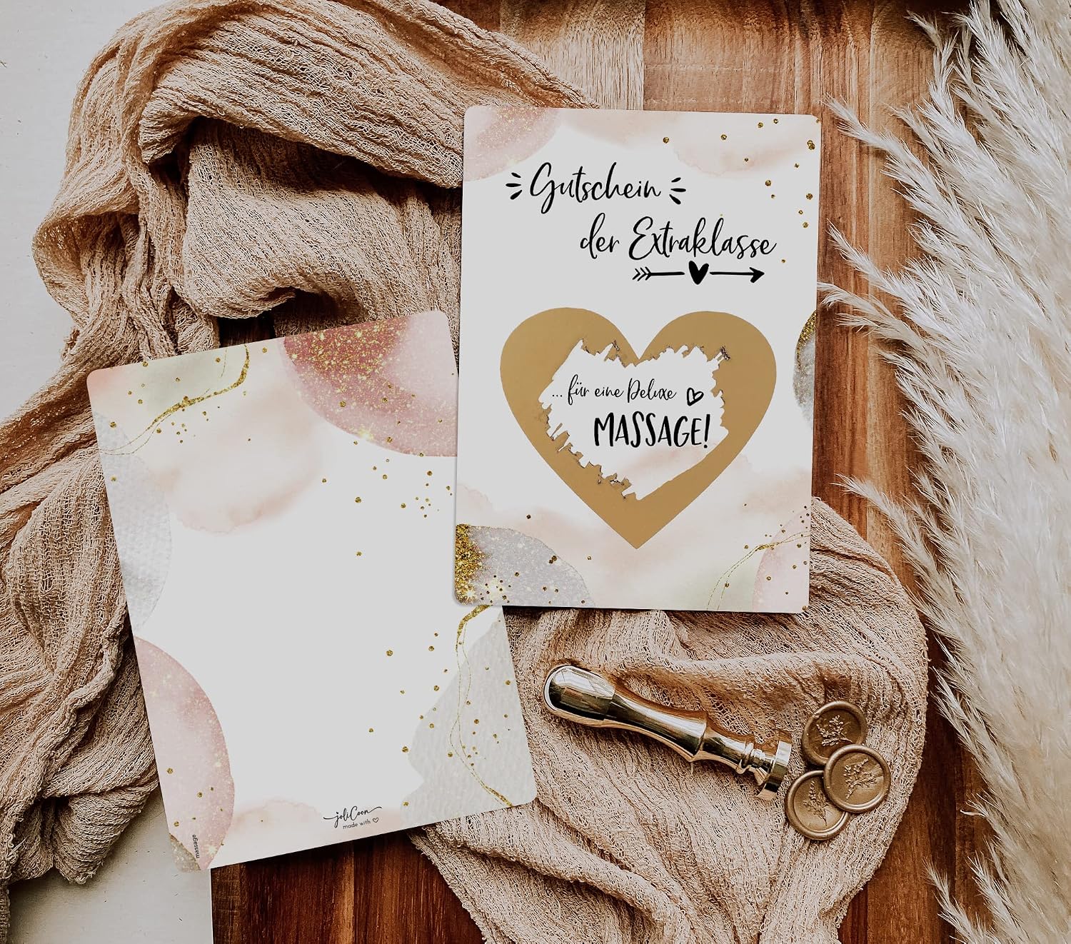 Joli Coon Valentinstag Karte fuer Ihn mit Kuvert Gutschein-Design