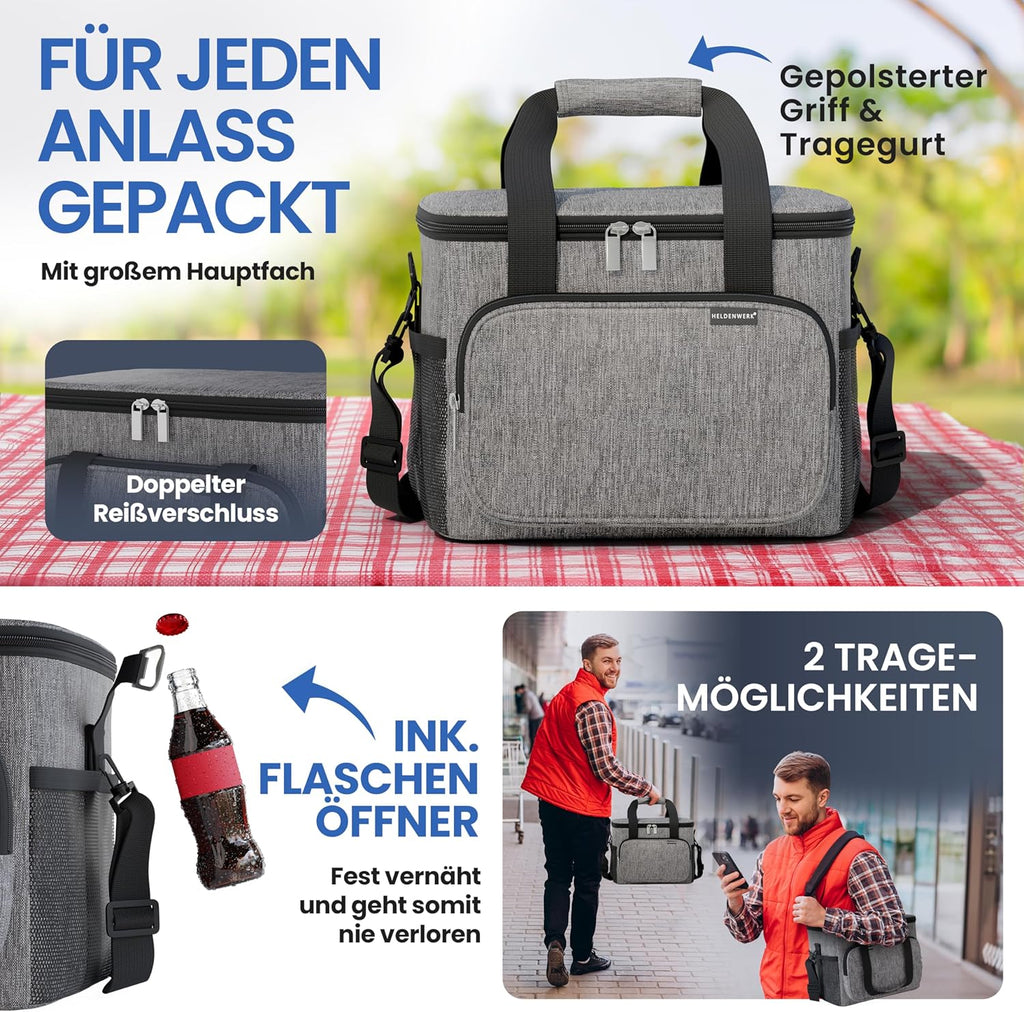 HELDENWERK faltbare Kuehltasche wasserdicht auslaufsicher 12 Std.