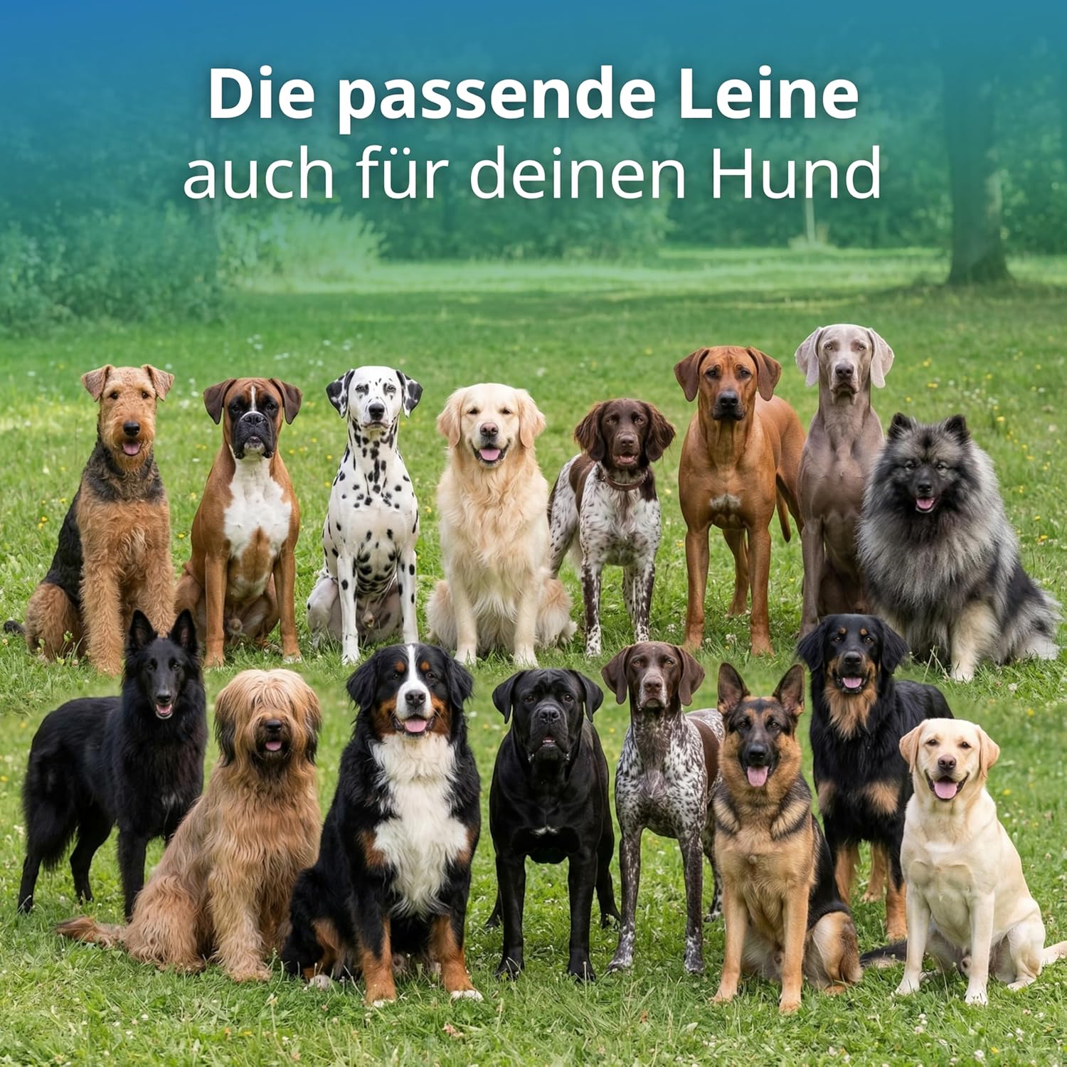 2,80 m verstellbare Hundeleine gummiert rutschfest 4-fach verstellbar Blau