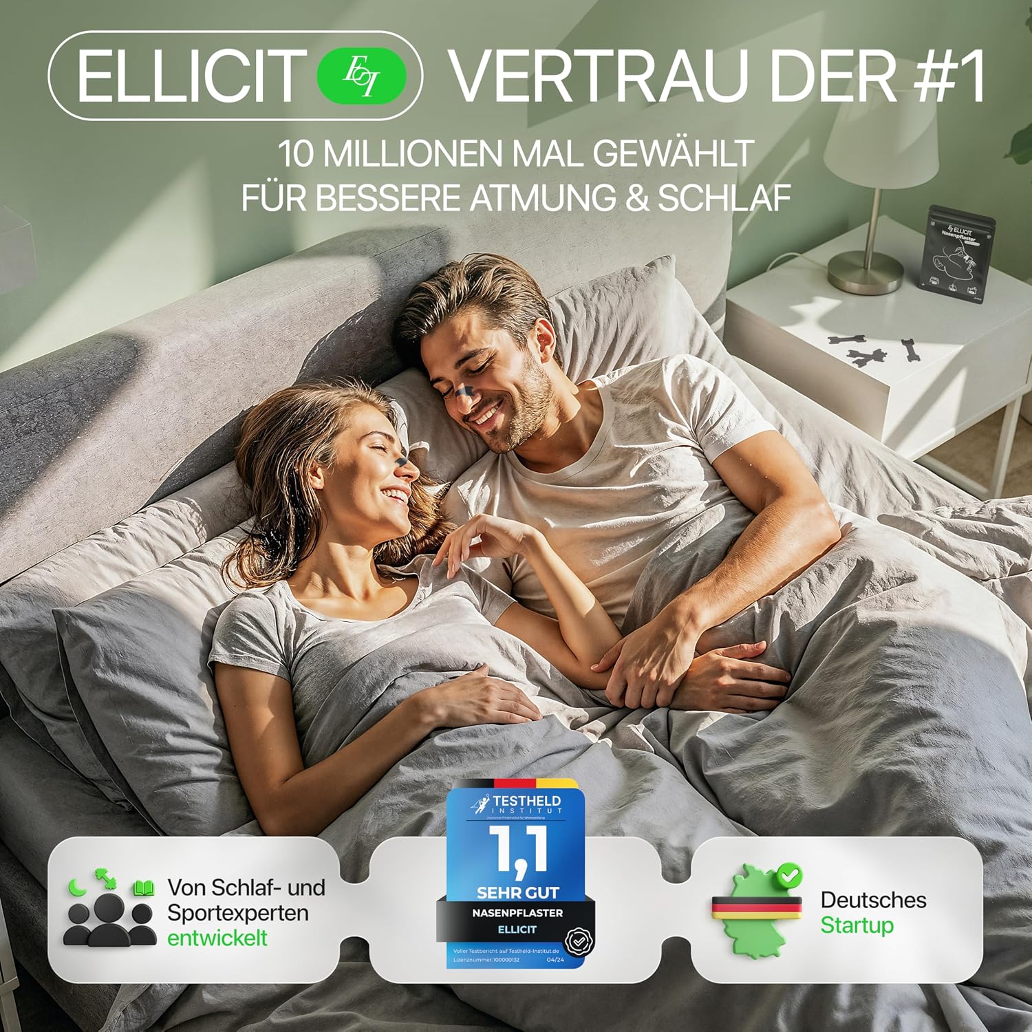 Ellicit Nasenpflaster schwarz 30 St. - Nasenstrips gegen Schnarchen Sport
