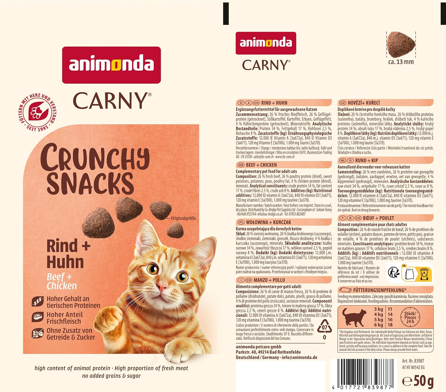 animonda Carny Crunchy Snacks Katzen Leckerli Multifleisch Cocktail 10x50g versc