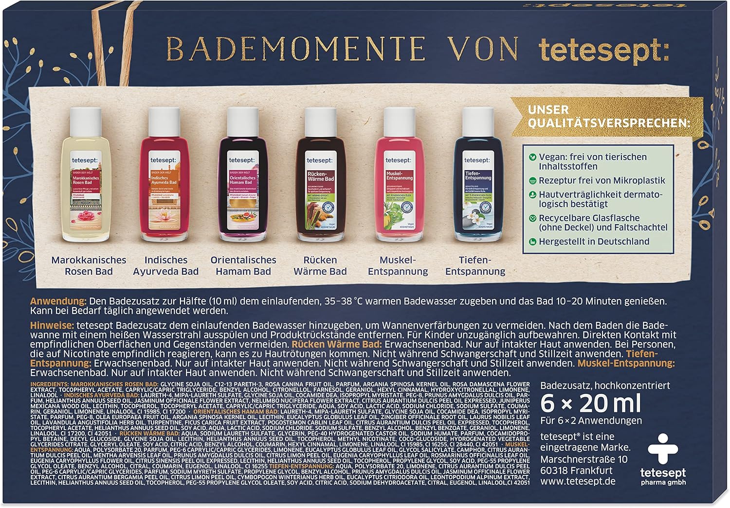 Tetesept Baeder Geschenkset 6 x Badezusatz Probierset Bademomente