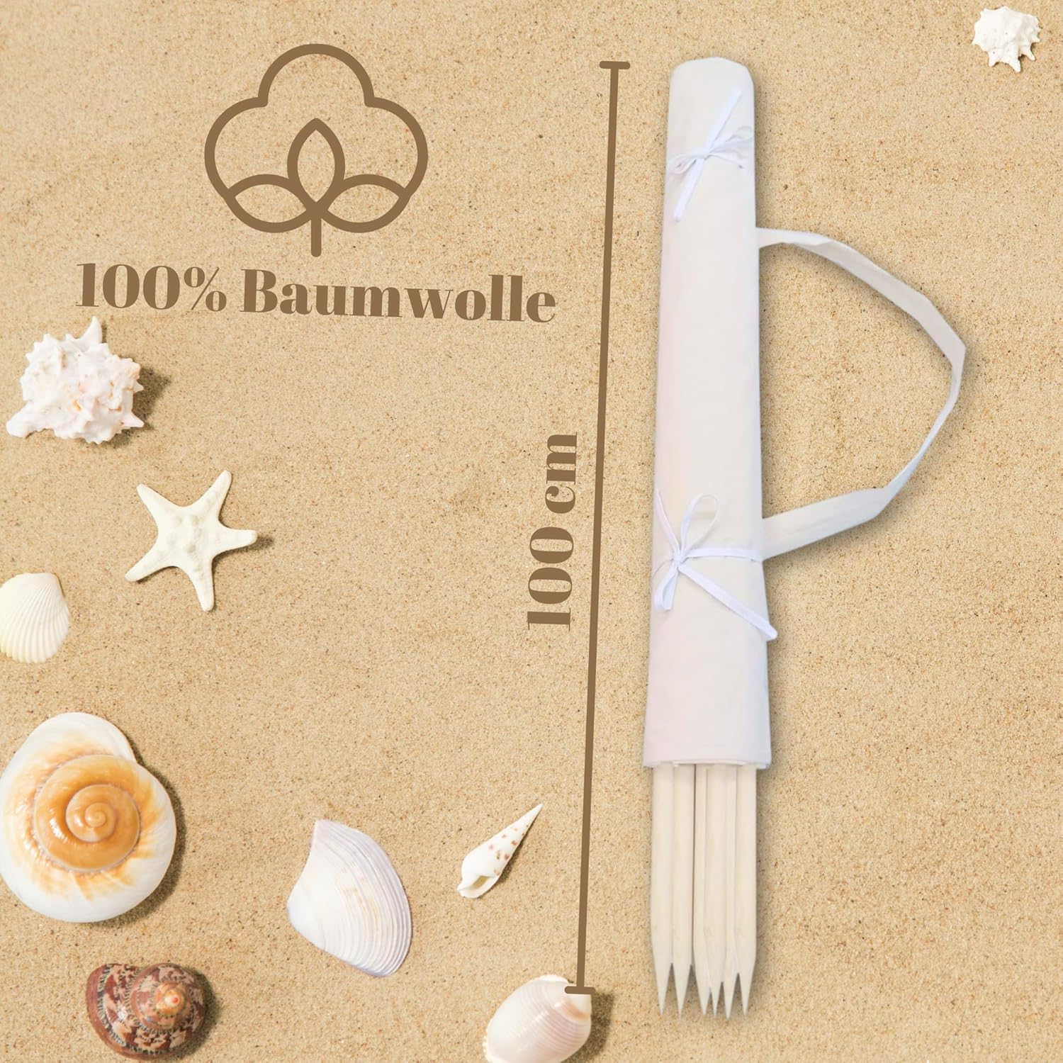 Windschutz Strand 8 m Baumwolle Sichtschutz Garten Camping Natur Oekologisch