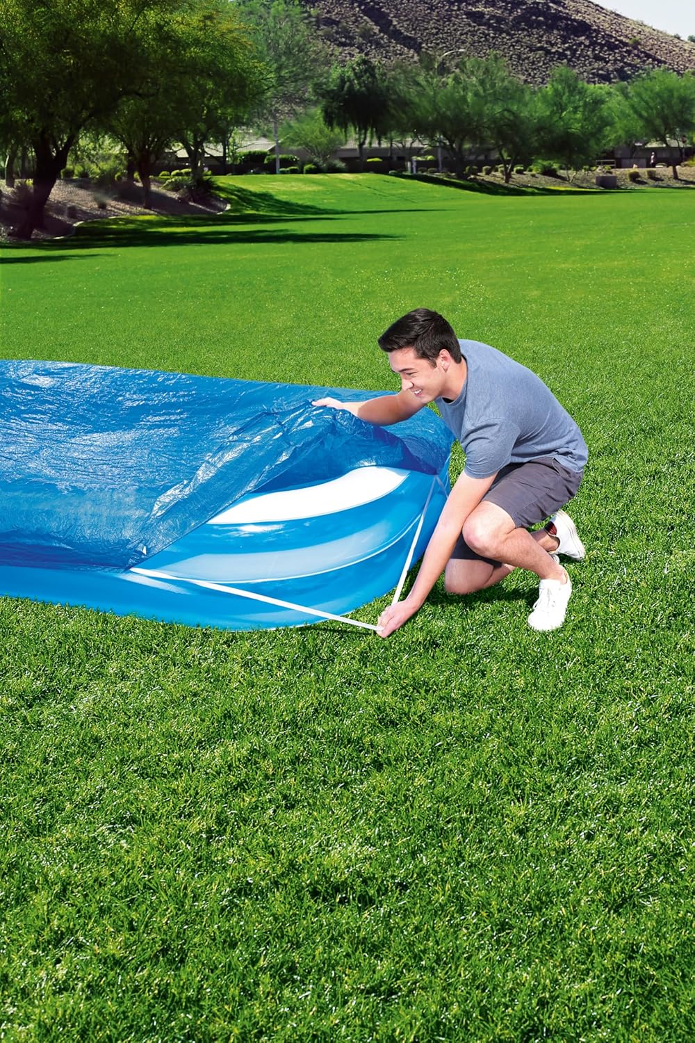 Bestway Abdeckplane eckig 295 x 220 cm blau fuer Family Pool