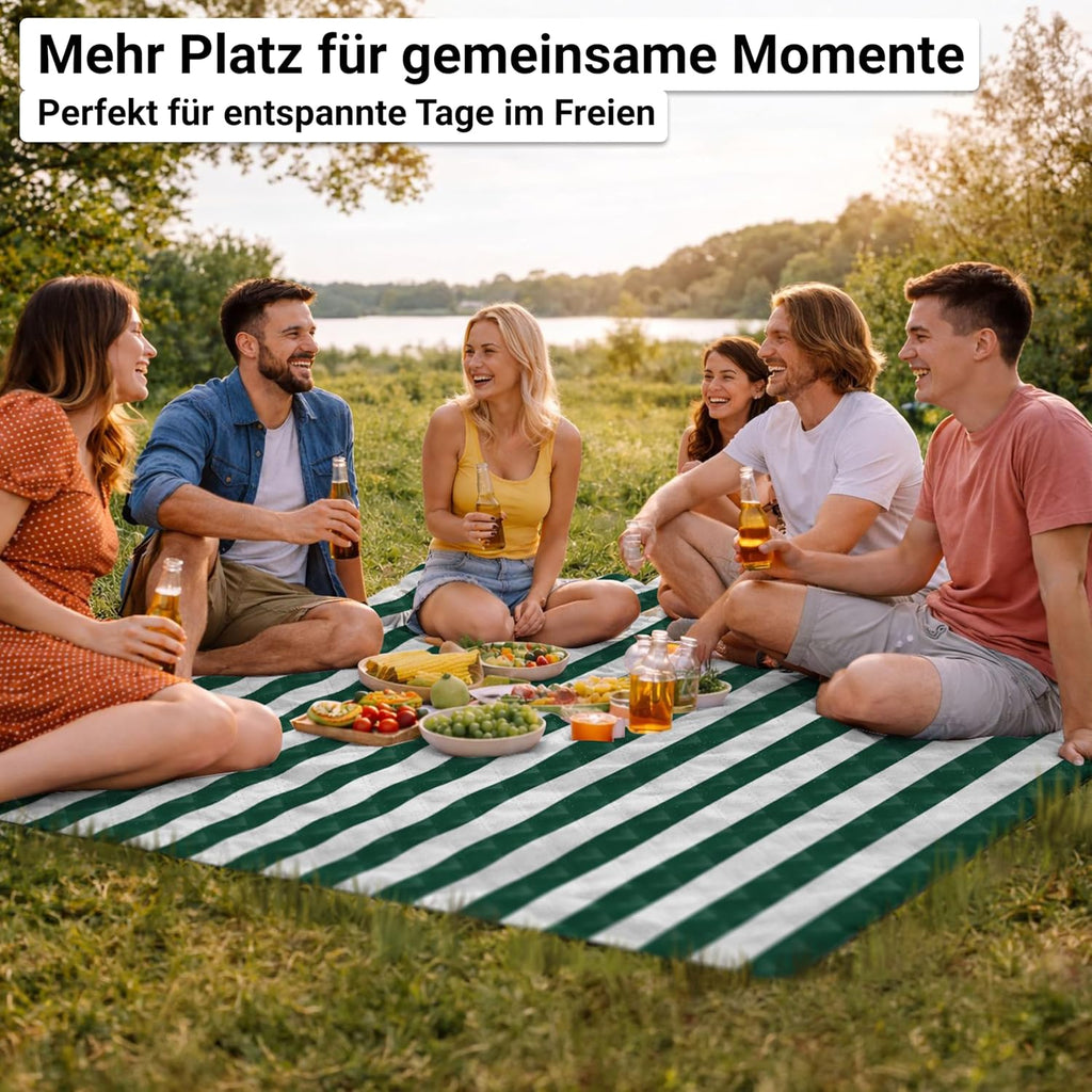 HOEL Picknickdecke 200x200 cm wasserabweisend isoliert gepolstert XXL