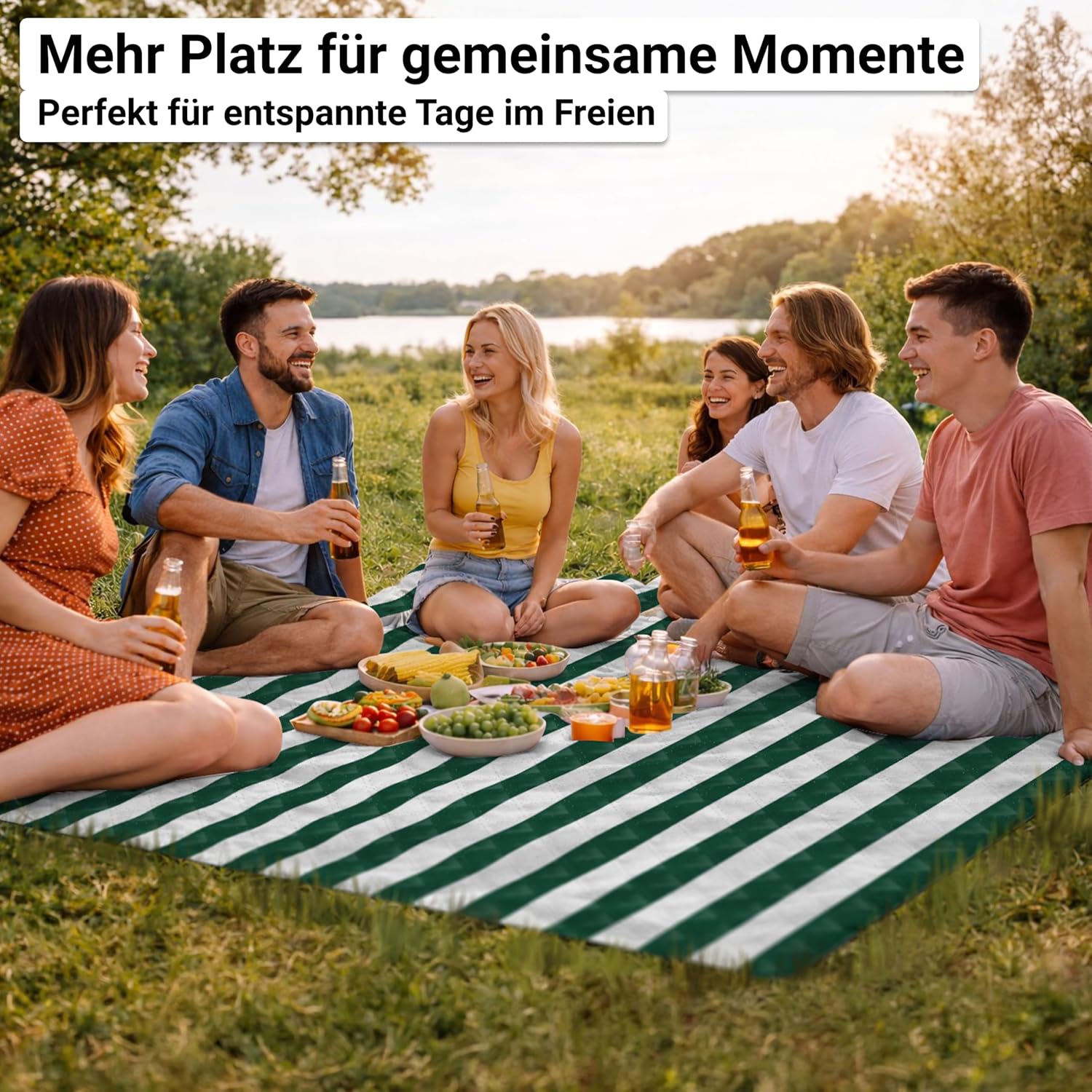 HOEL Picknickdecke 200x200 cm wasserabweisend isoliert gepolstert XXL