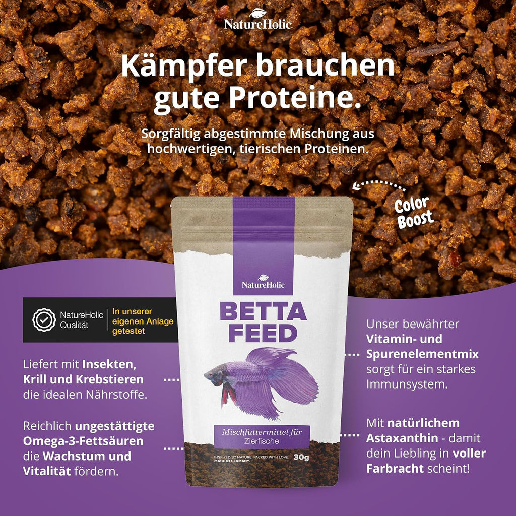 NatureHolic Bettafeed Softgranulat Fischfutter 50 ml fuer Kampffisch Betta splend