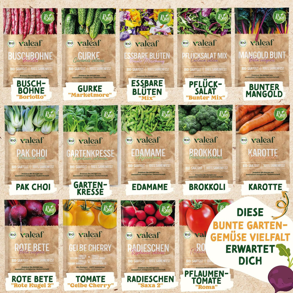 Bio Gemuese Samen Set 10 Sorten Anzuchtset Kinder Garten Pflanzset