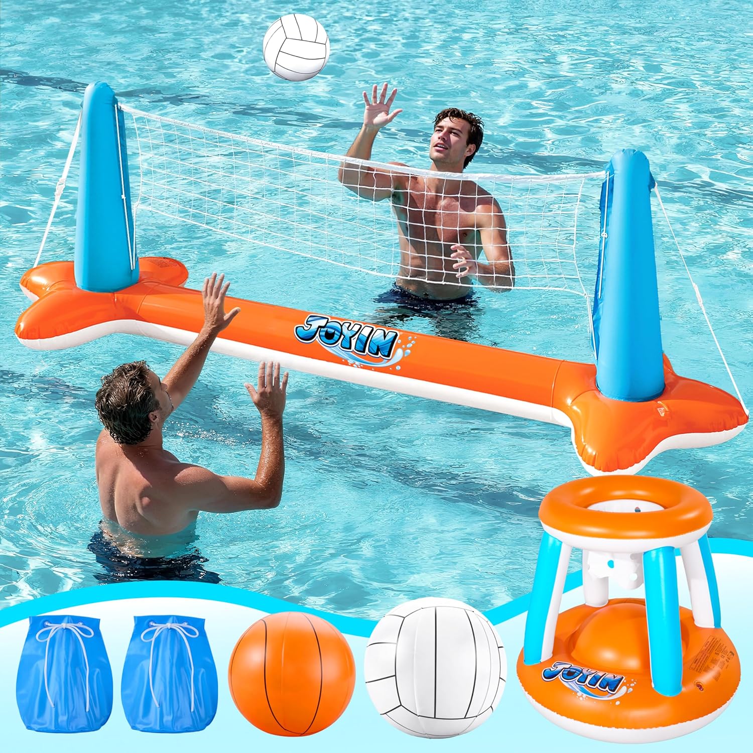JOYIN Pool Spiel Set Volleyball Basketball Aufblasbar Kinder Erwachsene Poolspie