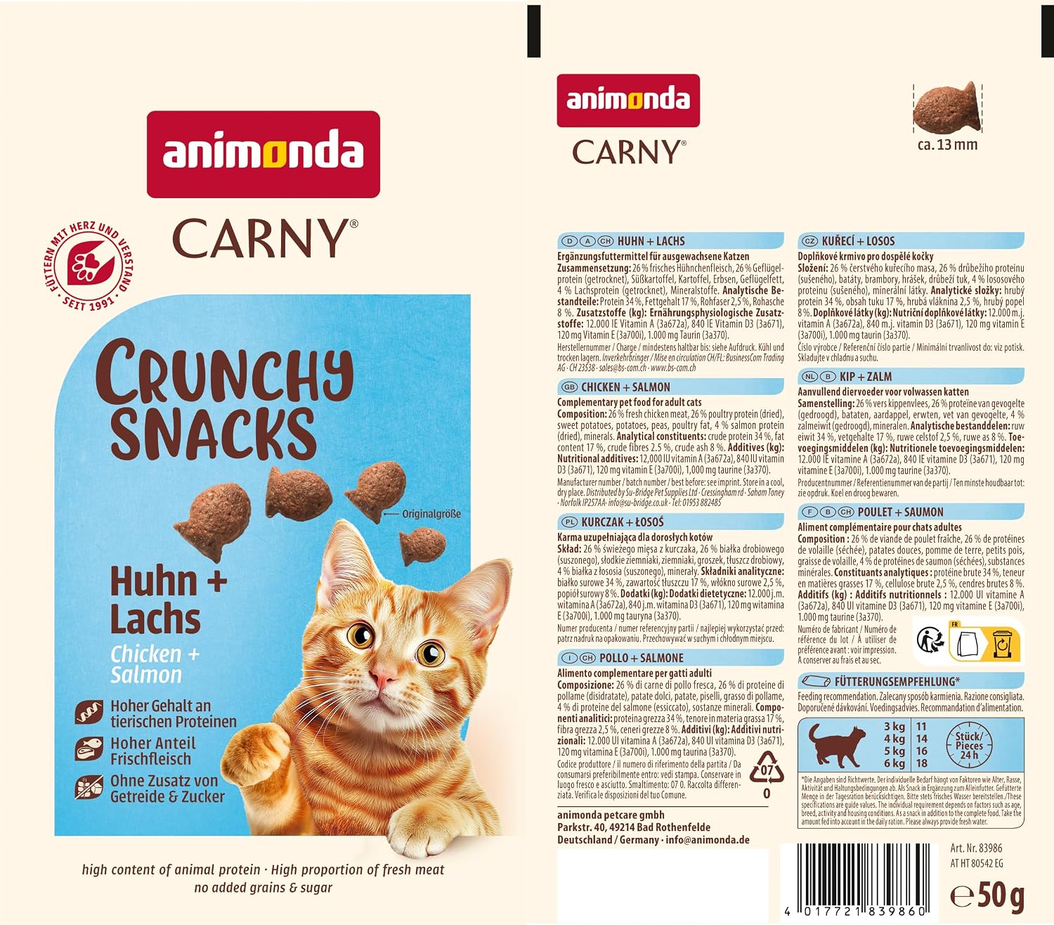 animonda Carny Crunchy Snacks Katzen Leckerli Multifleisch Cocktail 10x50g versc
