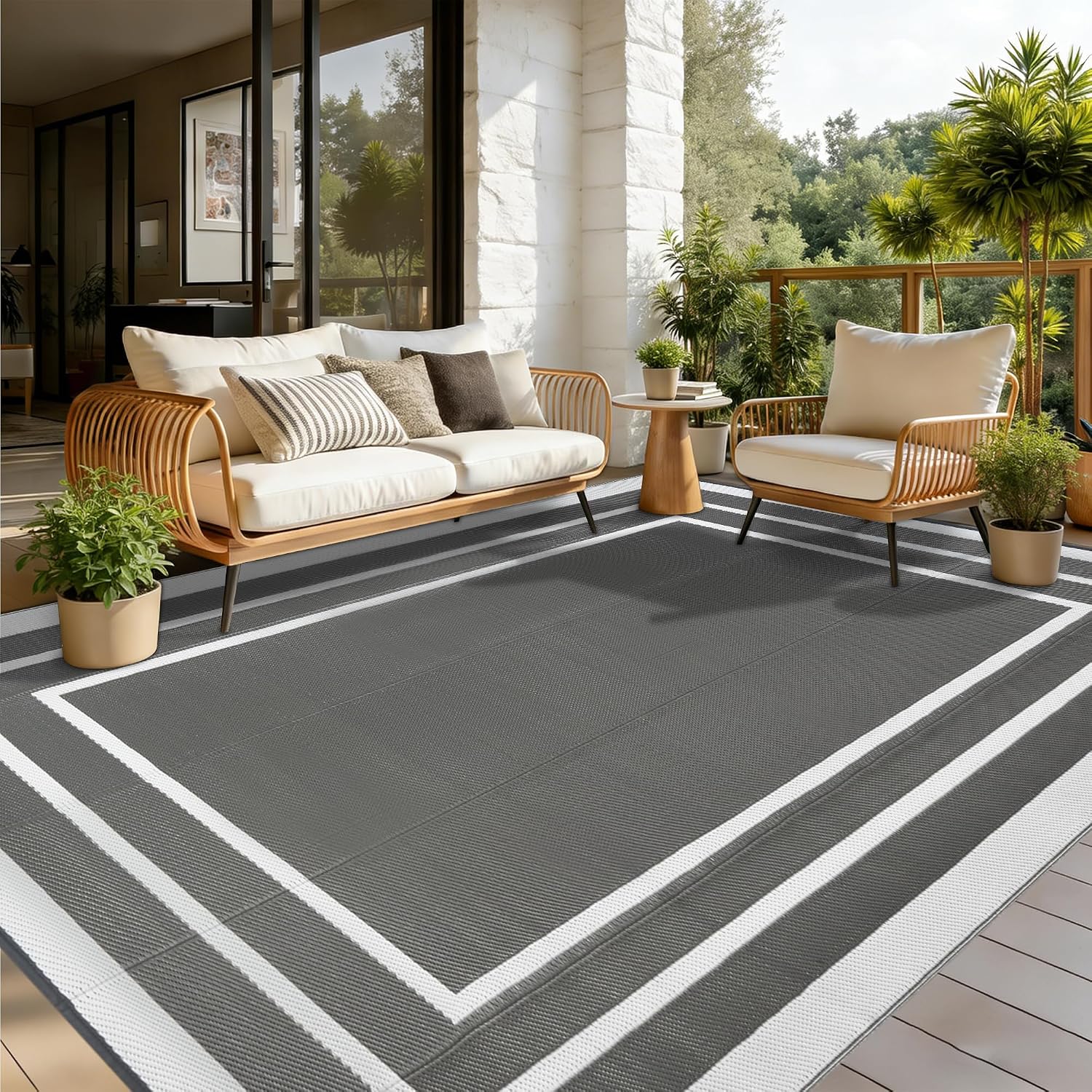Outdoor Teppich 150x245 cm wasserfest, UV-bestaendig, leicht, reversibel fuer Balk