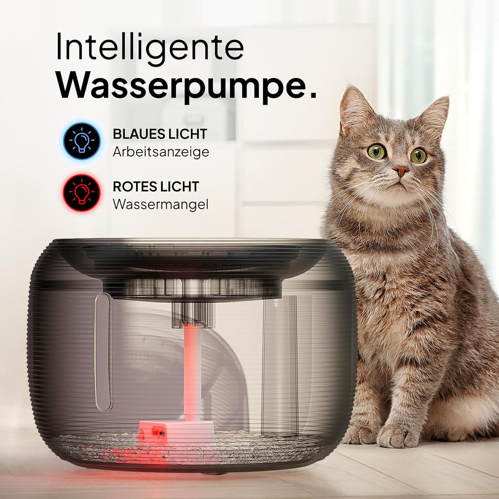 Pretty Paw Katzen Trinkbrunnen 2,5L leise mit LED und Aktivkohlefilter