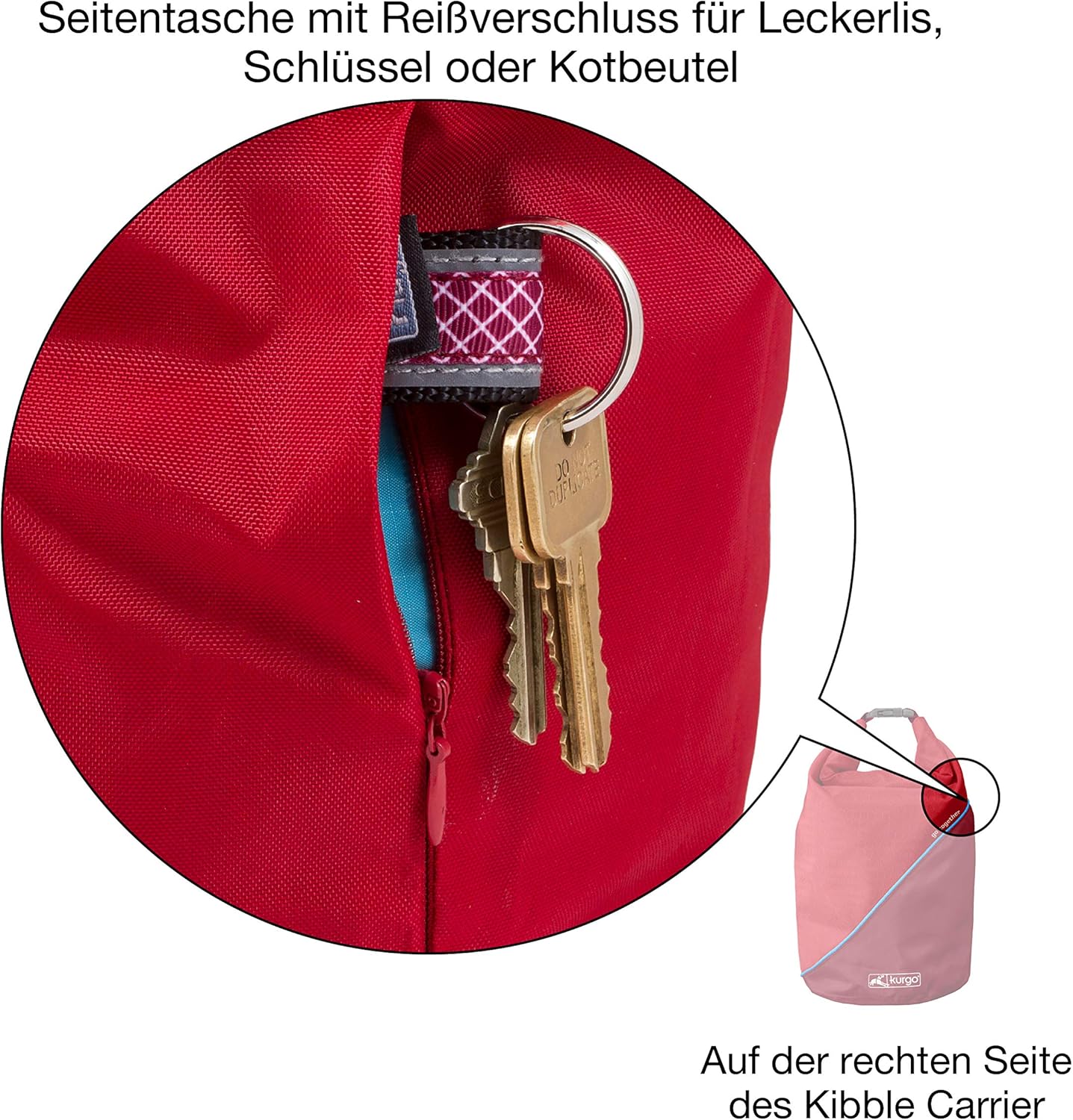 Kurgo Kibble Carrier Futterbeutel fuer Hunde Camping Kuestenblau