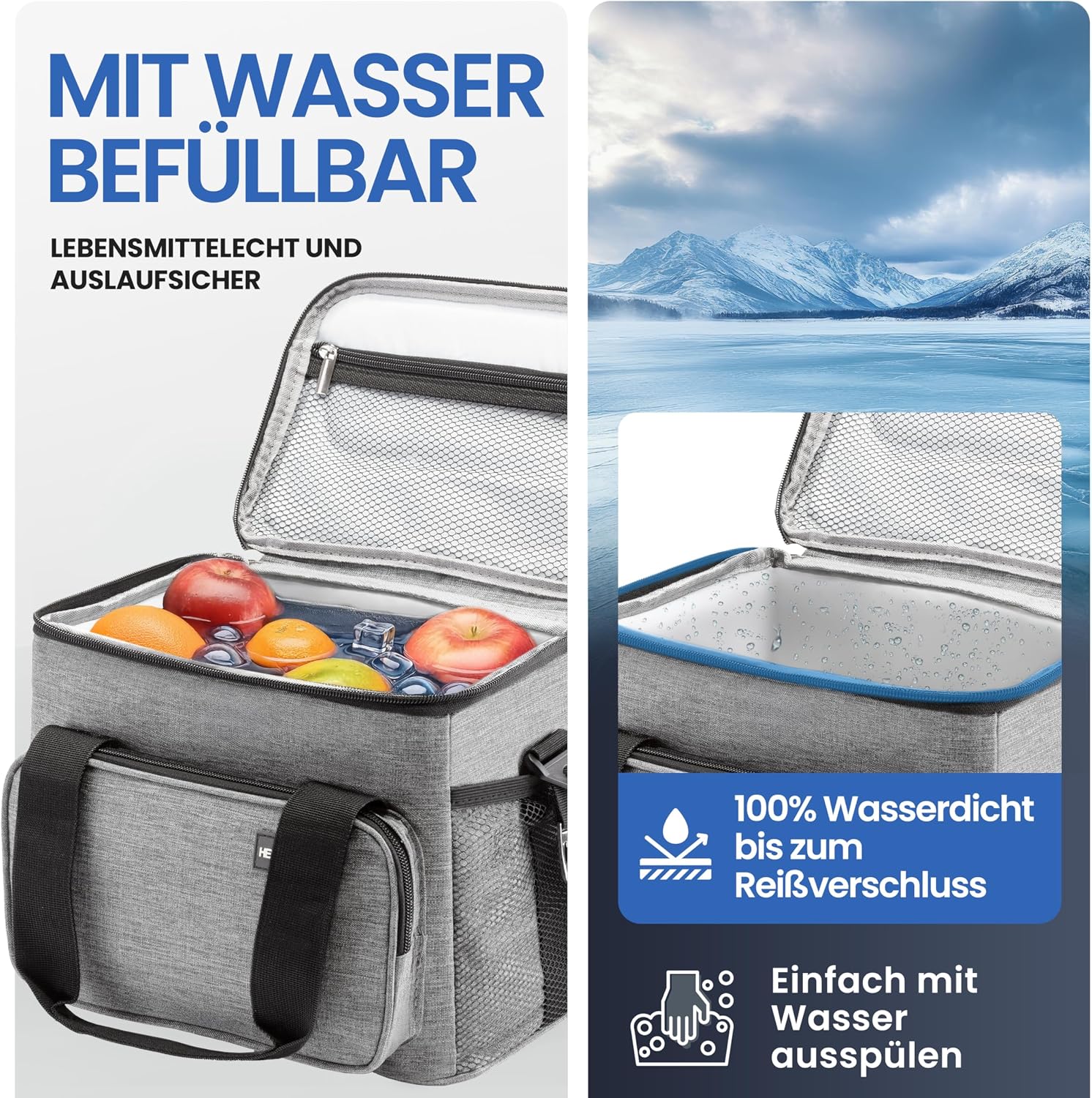 HELDENWERK Kuehltasche faltbar isoliert wasserdichte Lunchbag Picknick