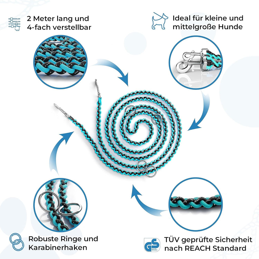 Paracord Hundeleine verstellbar 2m-3m reflektierend wetterfest