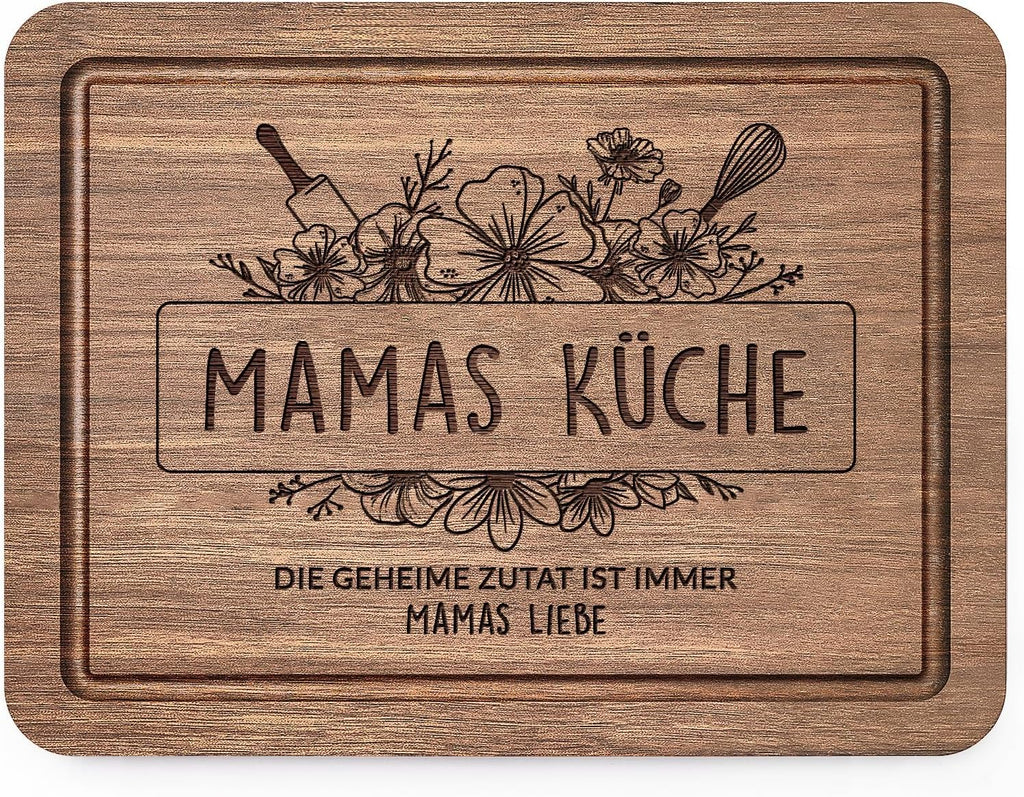 Schneidebrett Walnuss mit Saftrille Muttertagsgeschenk fuer Mama