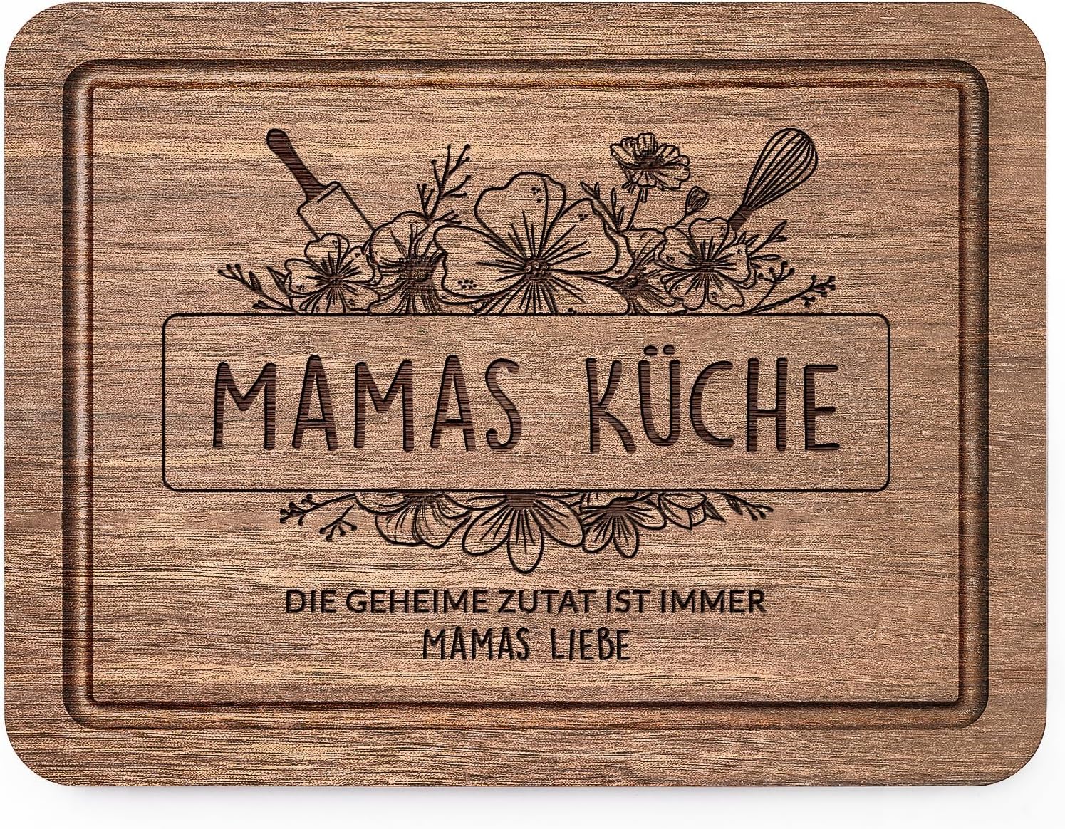 Schneidebrett Walnuss mit Saftrille Muttertagsgeschenk fuer Mama