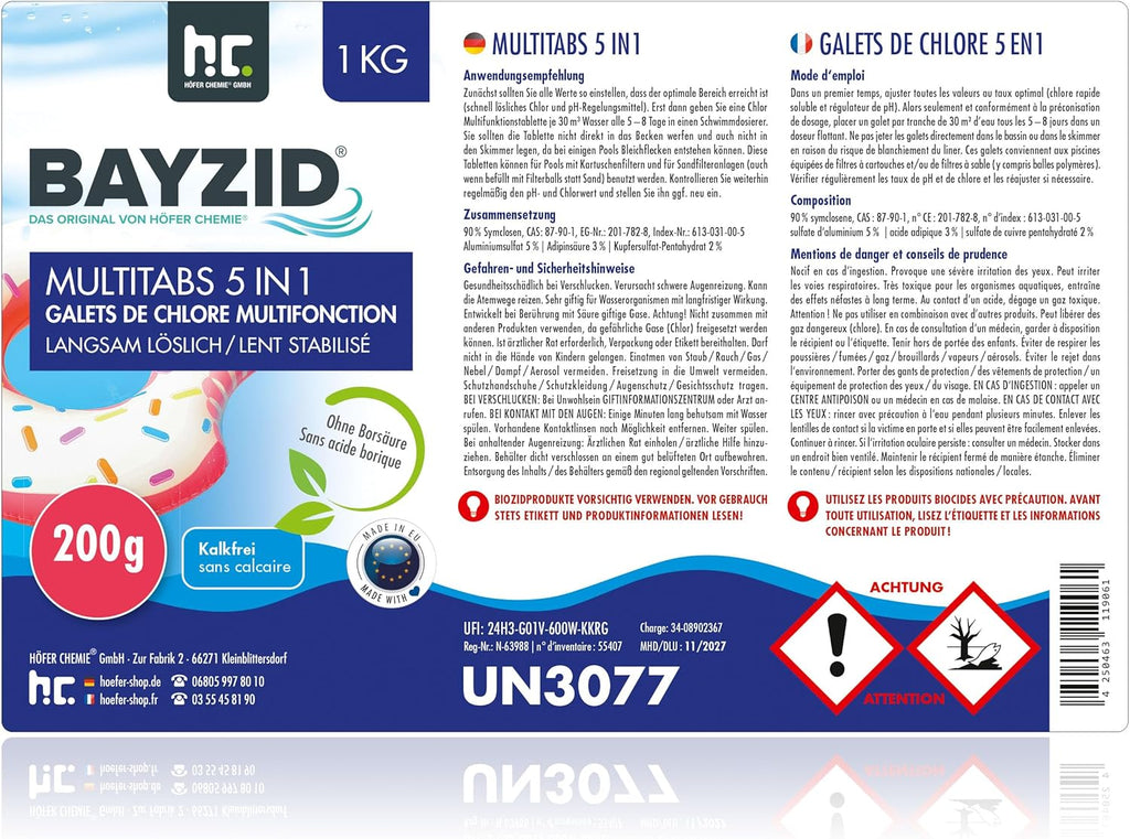 BAYZID Chlor Multitabs 5in1 Chlortabletten Poolpflege