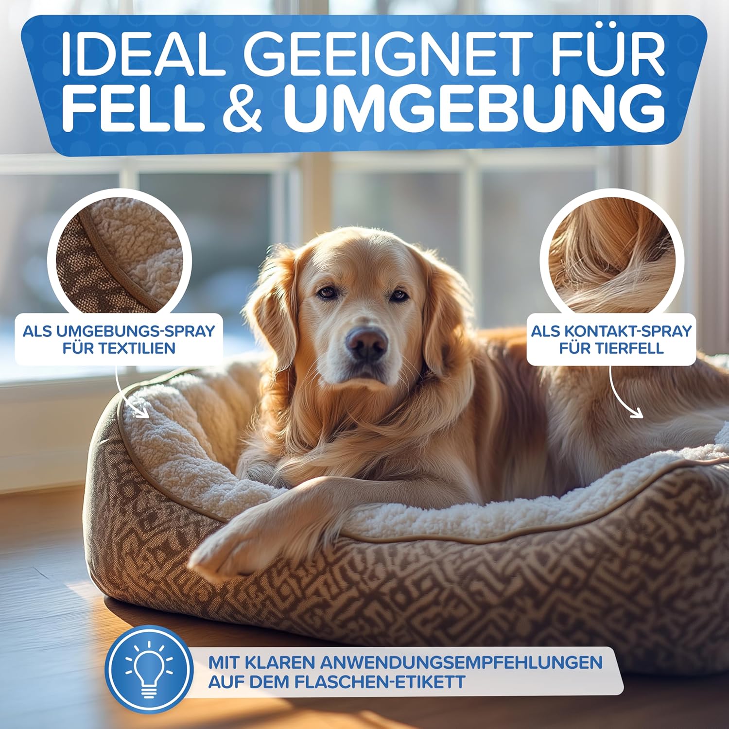 Milbenspray für Hunde & Katzen 500ml mit ätherischen Ölen dezenter Duft