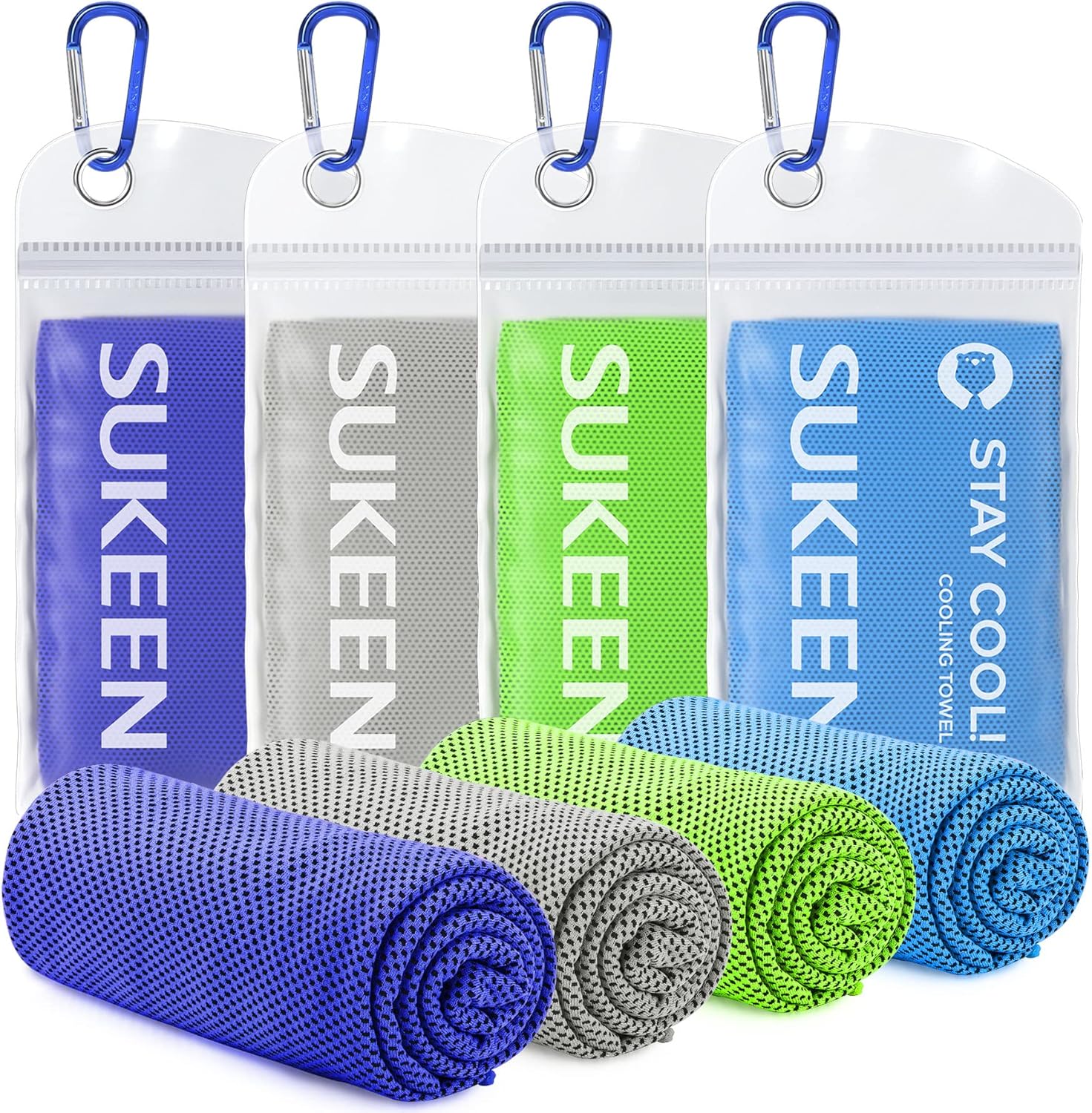 Sukeen Kuehlende Handtuecher 4er Set 100x30 cm Mikrofaser Sporthandtuch