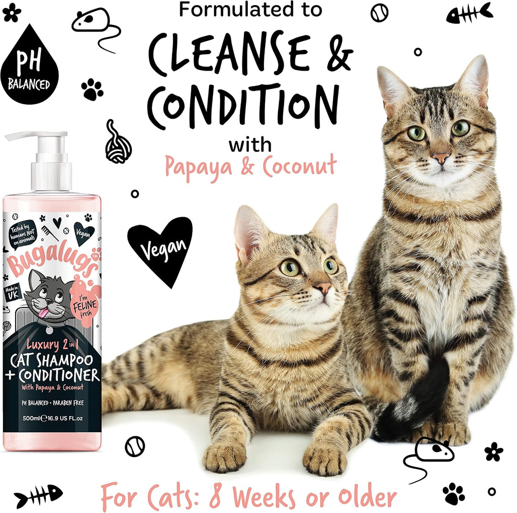 Bugalugs Katzenshampoo mit Conditioner 2in1 500 ml Pumpspender