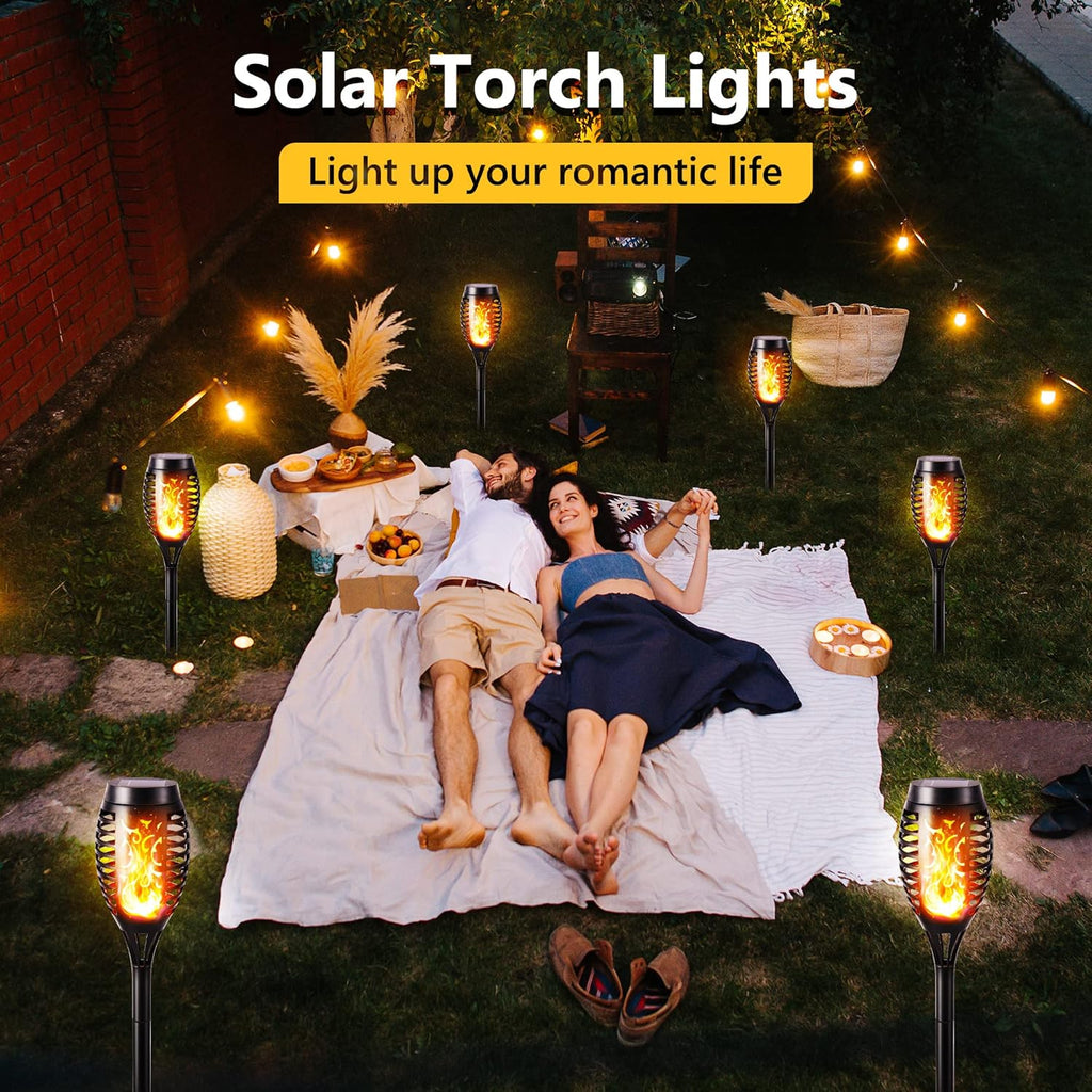 Geemoo Solar-Fackeln 6er Set mit Flammeneffekt, IP65 Wasserdicht, Garten