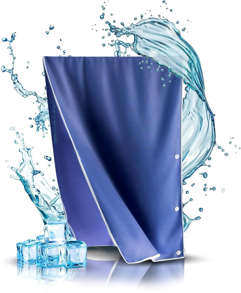 Kuehltuch 90 x 30 cm mit Druckknoepfen fuer Nacken und Sport, reaktivierbar UPF 50+