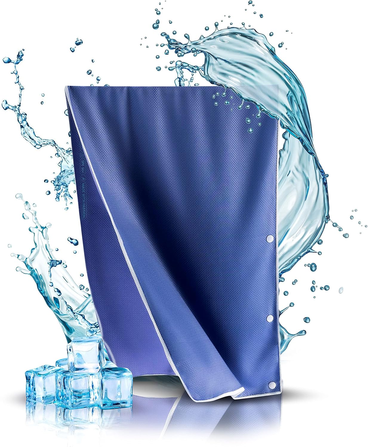 Kuehltuch 90 x 30 cm mit Druckknoepfen fuer Nacken und Sport, reaktivierbar UPF 50+